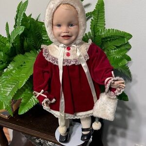 Red Velvet Doll with Lace Trim